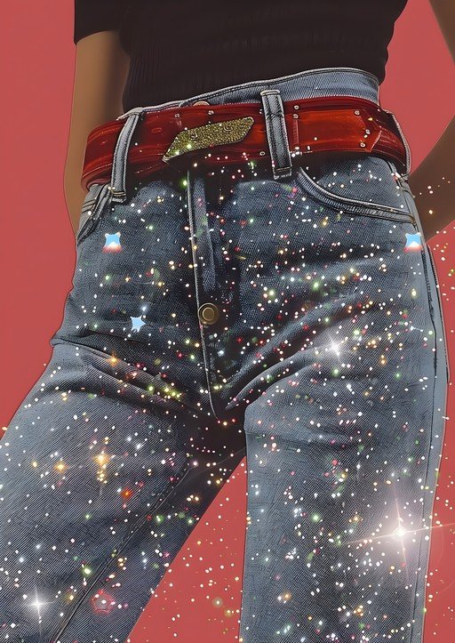 Sparkling Jeans with Red Belt