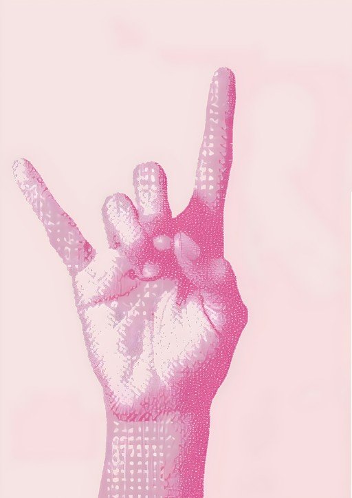 Rock On Hand Gesture in Pink