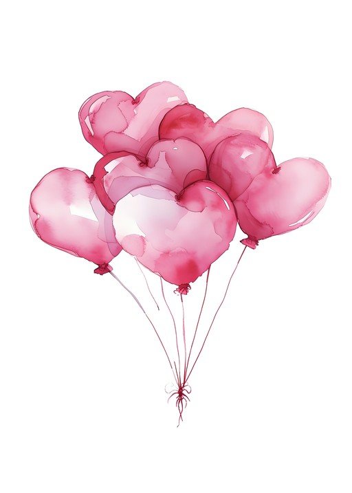 Watercolor Heart Balloons