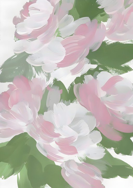 Abstract Pink and Green Floral Brushstrokes