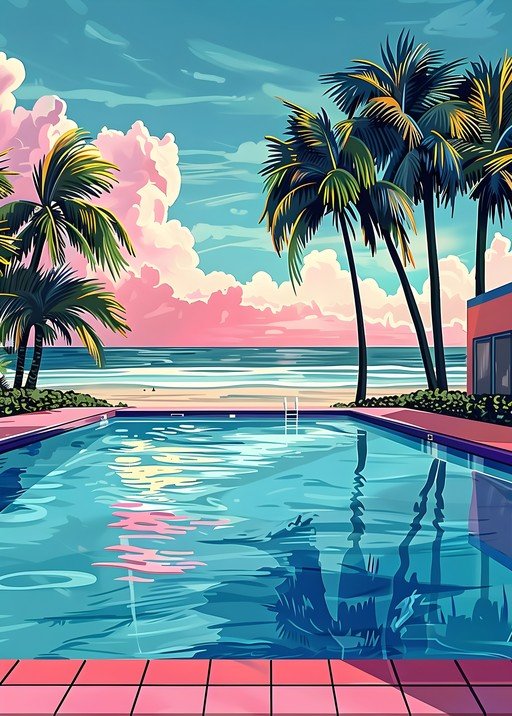 Retro Tropical Poolside Paradise