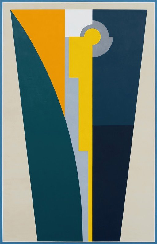 Abstract Geometric Composition in Blue, Yellow, and Orange