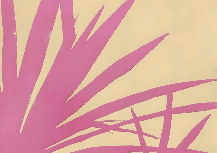 Abstract Pink and Beige Plant Silhouette