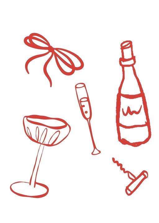 Red Line Art Celebration Icons