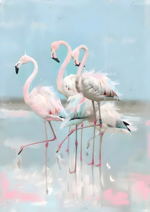 Flamingos in Soft Pastel Hues