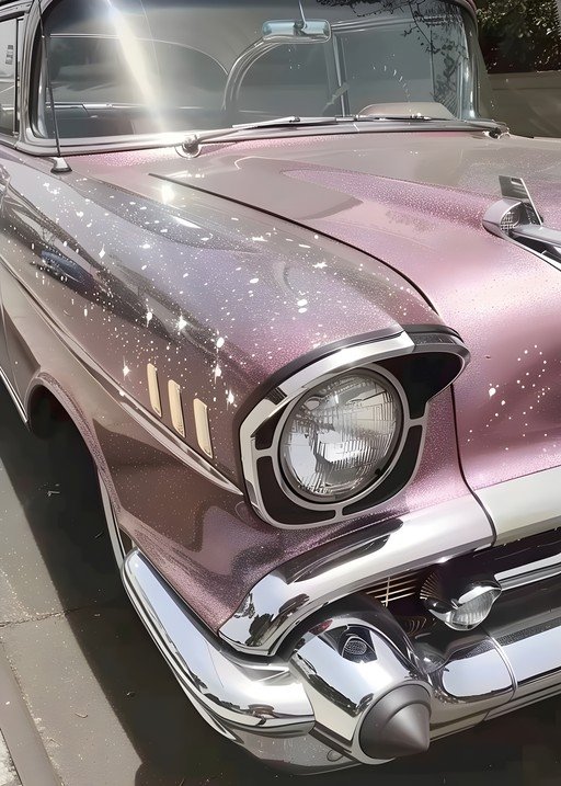 Sparkling Pink Vintage Car