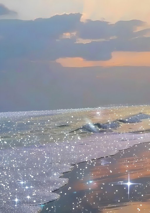 Sparkling Ocean Waves at Sunset