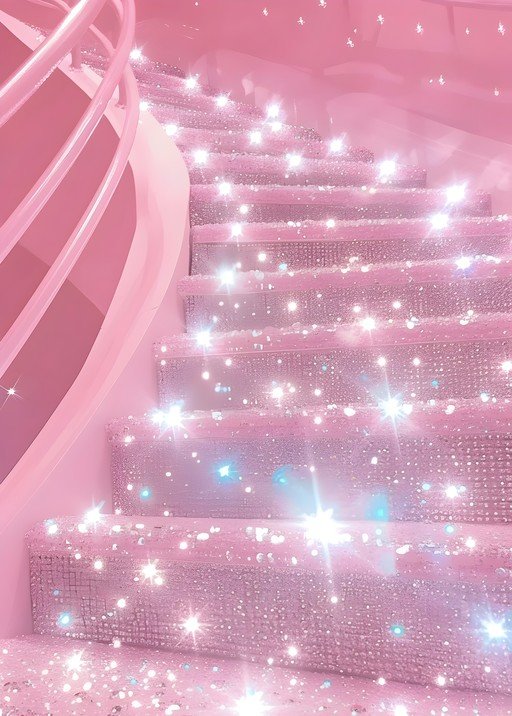Sparkling Pink Staircase with Glittering Accents