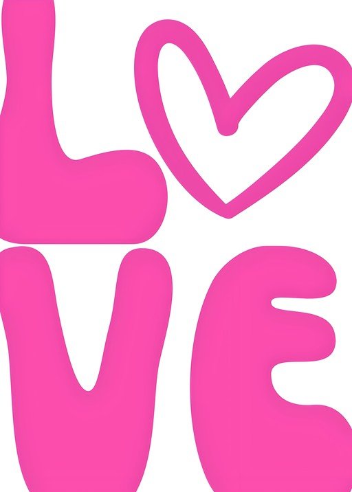 Pink "LOVE" Text with Heart Symbol
