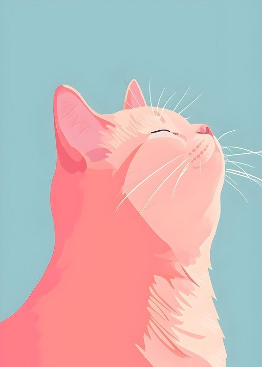 Pink Cat Enjoying Sunlight