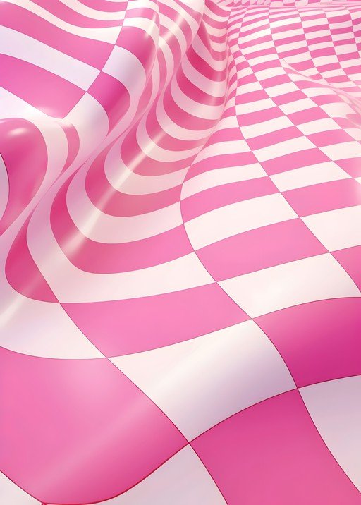 Wavy Pink and White Checkerboard Pattern