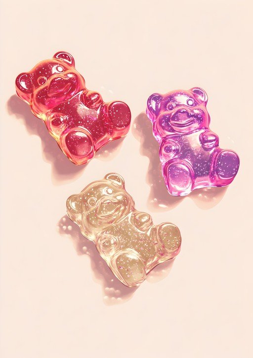 Gummy Bears in Pink and Purple Hues