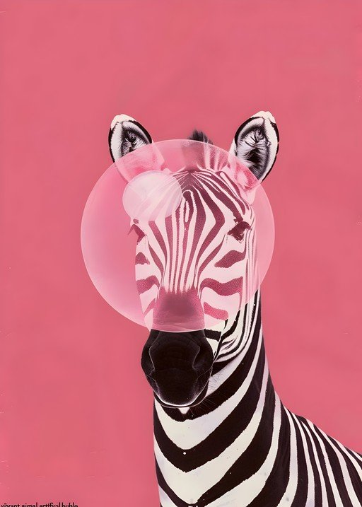 Zebra with Pink Bubblegum