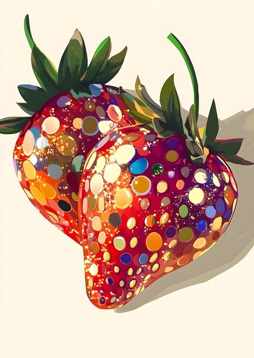 Sparkling Strawberries with Colorful Polka Dots