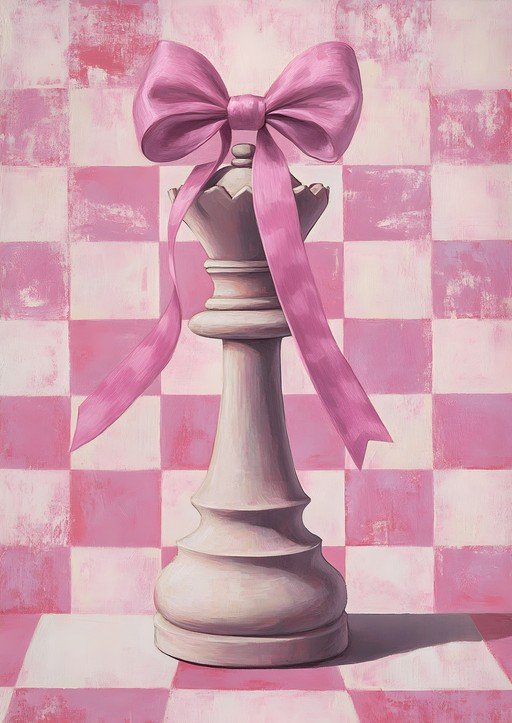 Pink Queen Chess Piece with Bow