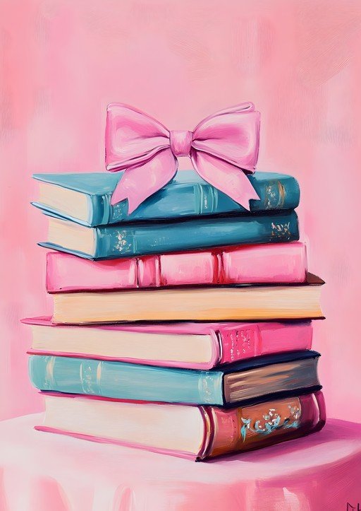 Stack of Books with Pink Bow