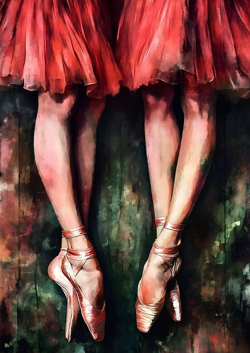 Ballet Dancers' Legs in Pointe Shoes