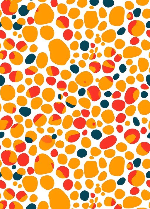 Abstract Organic Shapes Pattern in Orange, Red, and Teal