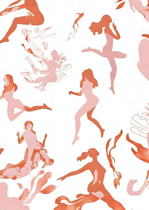 Abstract Silhouettes of Women in Motion