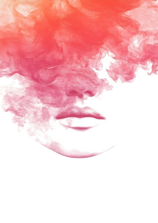 Abstract Face with Pink Smoke Overlay