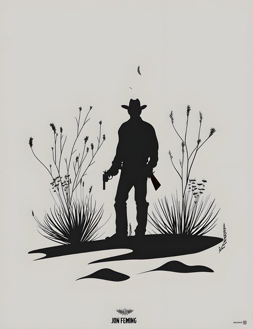 Lone Cowboy Silhouette in Desert Landscape