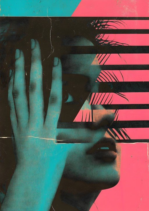 Abstract Portrait with Geometric and Glitch Effects