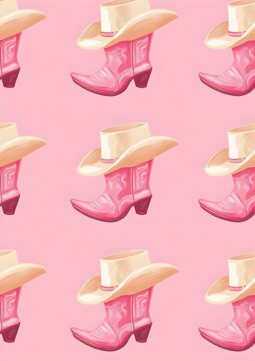 Pink Cowboy Boots and Hats Pattern