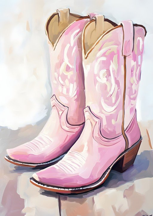 Pink Cowboy Boots Painting