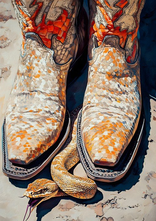 Cowboy Boots and Rattlesnake Art