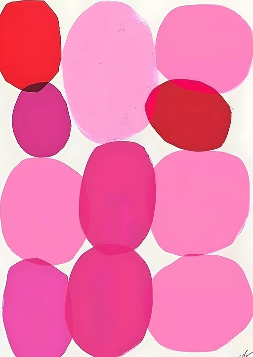 Abstract Pink and Red Organic Shapes Art