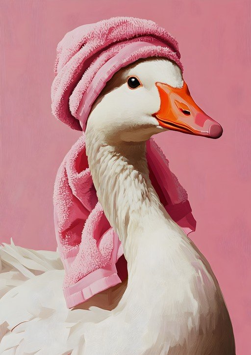Goose Wearing Pink Towel