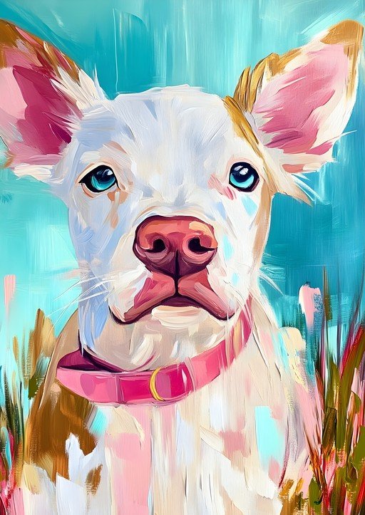 Vibrant Pitbull Portrait with Expressive Blue Eyes