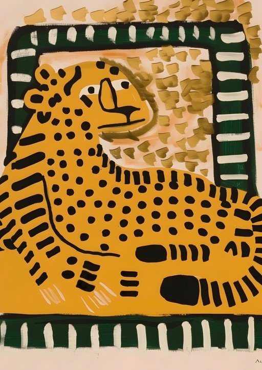 Stylized Cheetah Illustration with Bold Colors