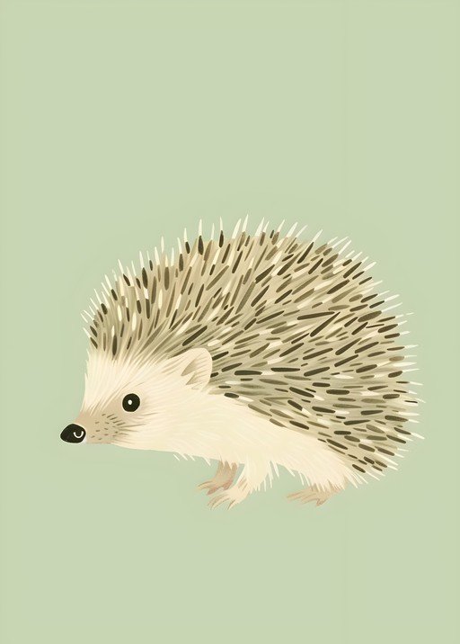 Cute Hedgehog Illustration on Pastel Green Background