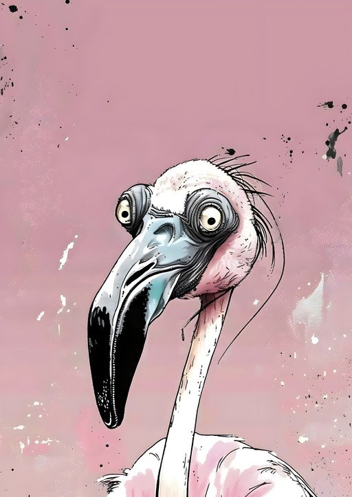 Whimsical Flamingo Portrait with Googly Eyes