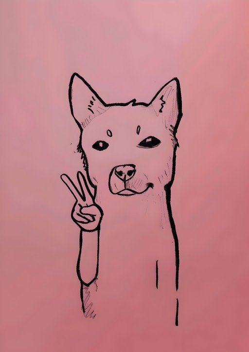 Shiba Inu Dog Making Peace Sign