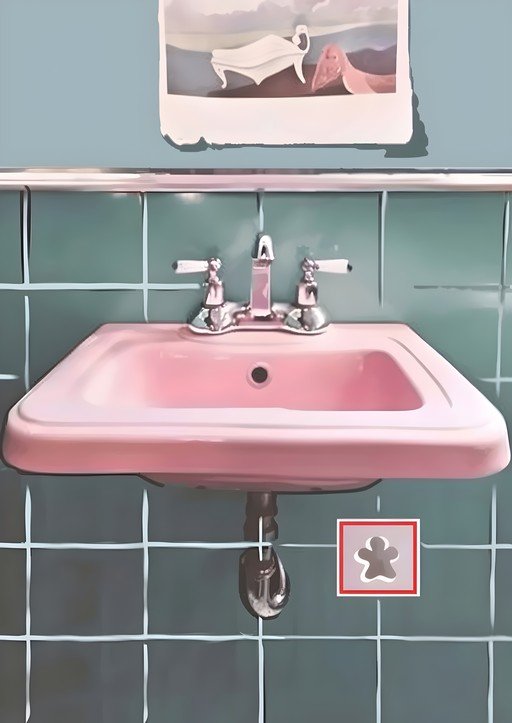Retro Pink Bathroom Sink with Teal Tile