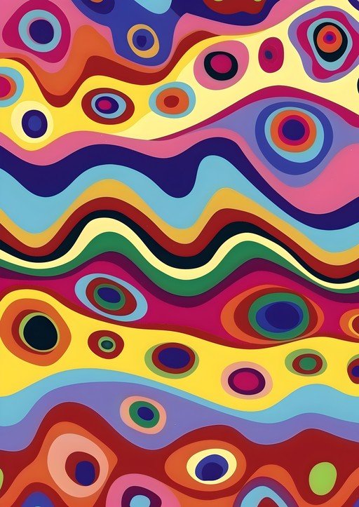 Vibrant Abstract Waves and Circles Pattern