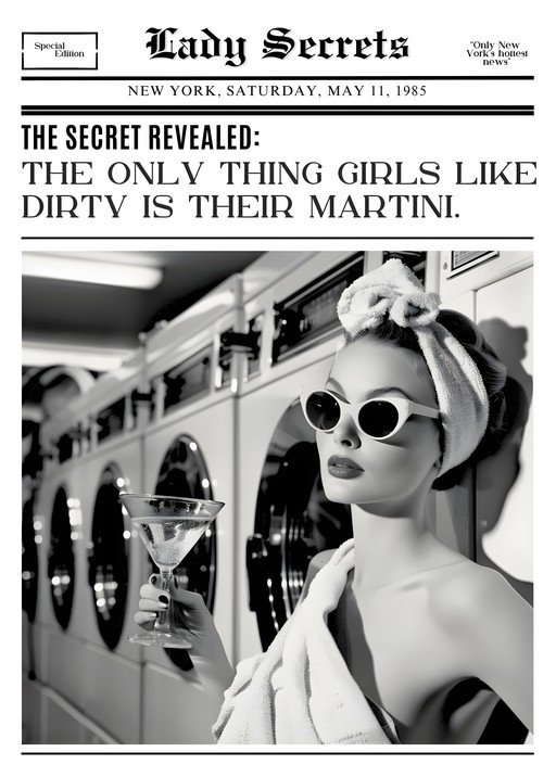 Retro Martini Ad: Woman in Laundry Room