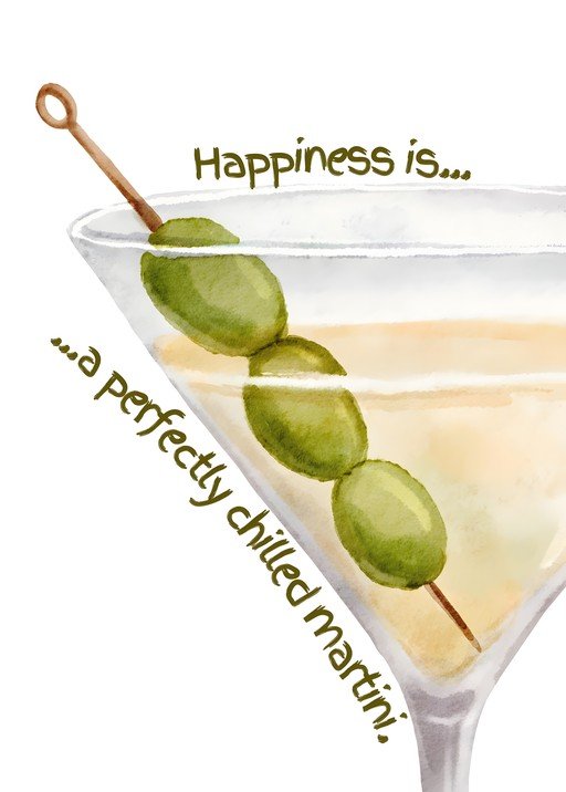 Martini with Olives and Inspirational Quote