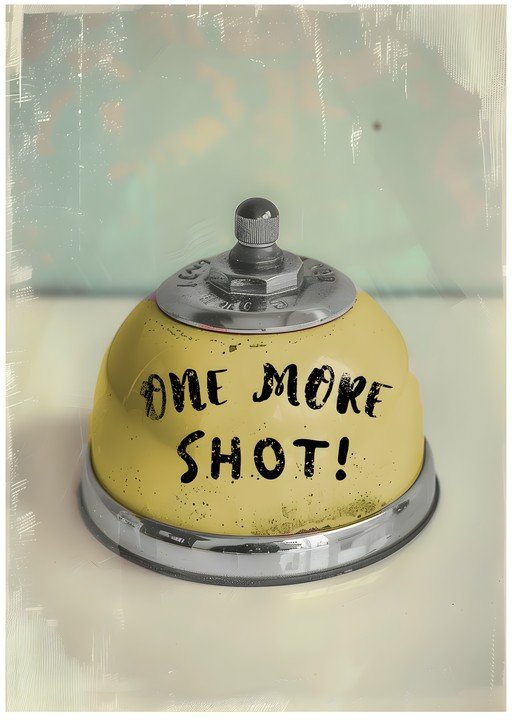 Retro Service Bell with "One More Shot!" Text