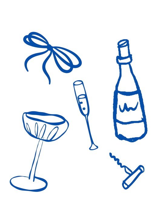 Blue Line Art Celebration Icons