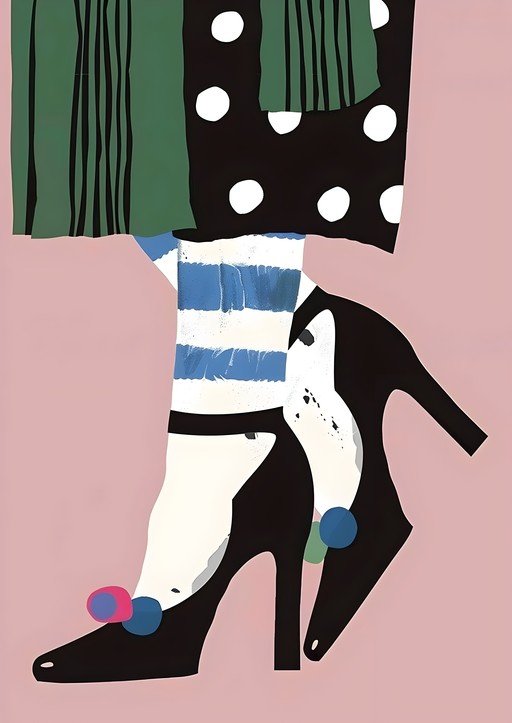 Abstract Fashion Illustration of Legs and Shoes