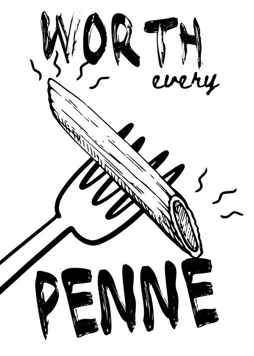 Worth Every Penne Pasta Pun Illustration