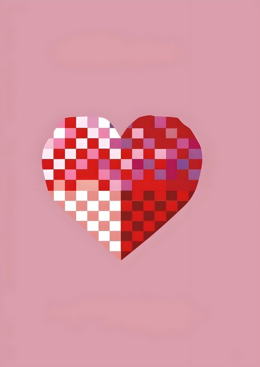 Pixelated Heart on Pink Background
