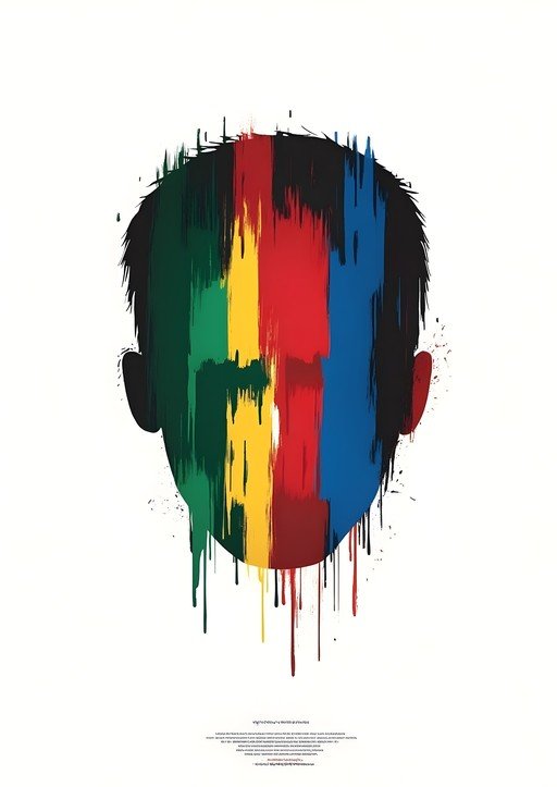 Abstract Face with Dripping Paint