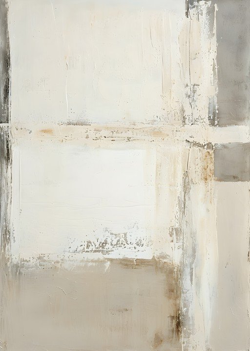 Abstract Textured Neutral Grid Painting