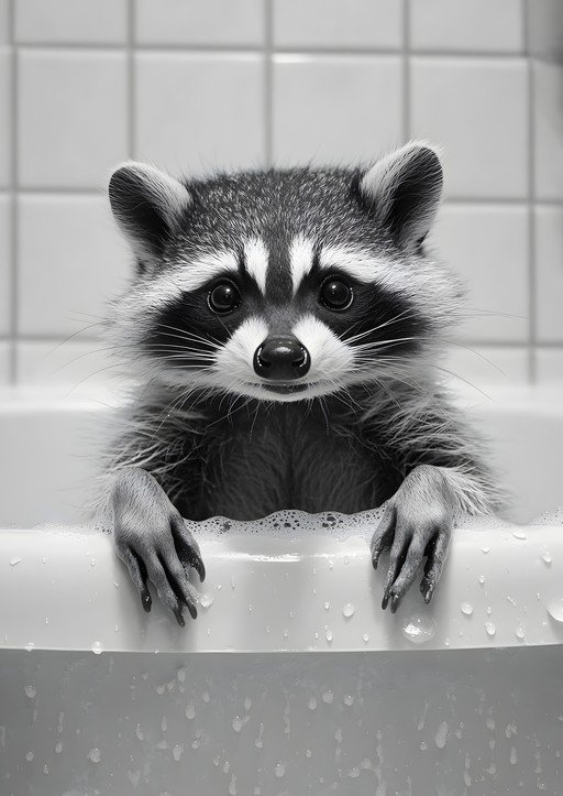 Adorable Raccoon Enjoys a Bubble Bath