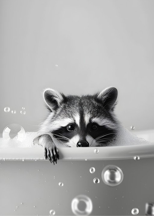 Adorable Raccoon Enjoys a Bubble Bath
