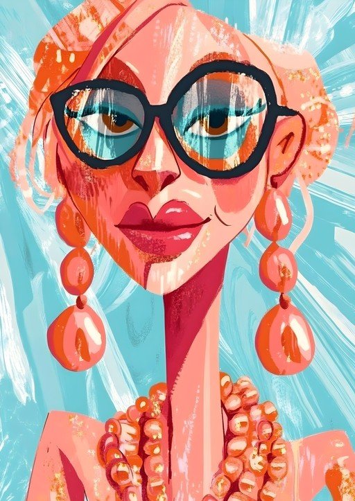 Stylized Portrait of a Woman with Bold Accessories